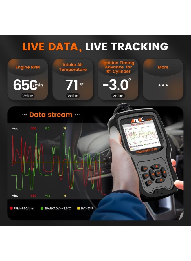 Ancel ANCEL AD530 OBD2 Scanner with Battery Test, 2 IN 1 Automotive Code Reader Check Engine Light & All OBD II Functions Car Tools and Diagnostics for 1996+ Vehicles(Upgraded AD310) - Image 3
