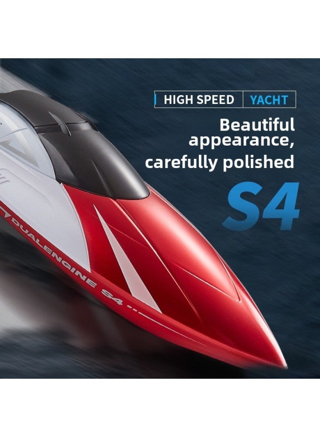 Ship Small Boat High Speed Remote Control Boat Pull Net Children Water Boy Speedboat Model Water Toy Electric Girl-Color:S4-metal Blue+dual Motors+2.4g Non-interference-Specification:Single Battery Package - No Backup Battery  - Image 2