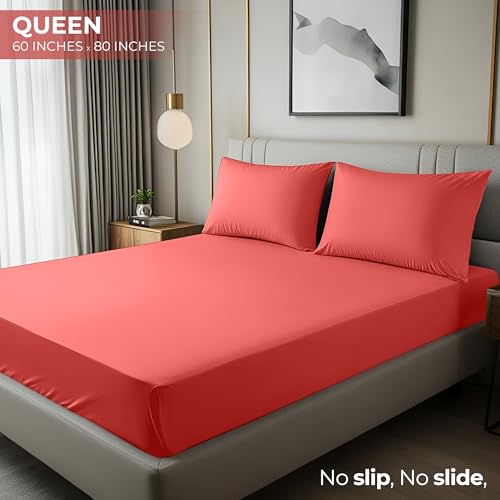 Utopia Bedding Queen Fitted Sheet - Bottom Sheet - Deep Pocket - Soft Microfiber - Shrinkage and Fade Resistant - Easy Care -1 Fitted Sheet Only (Coral) - Image 2