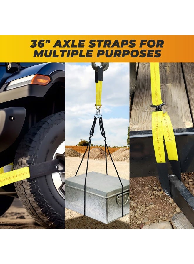 Trekassy 4 Pack 36ââ‚¬Âx 2ââ‚¬ÂAxle Tie Down Straps with D-Ring and Protective Sleeve 10,000 Pound Capacity - Image 5