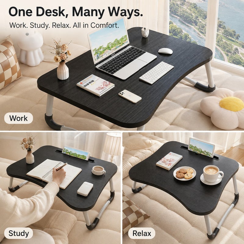 GroveMade Foldable Laptop Table for Bed, Bedside Table with Engineered Wood Top, Portable Side Table for Sofa & Couch, Small End Table for Bedroom, Living Room, Home Office, Space-Saving Nordic  Design - Image 5