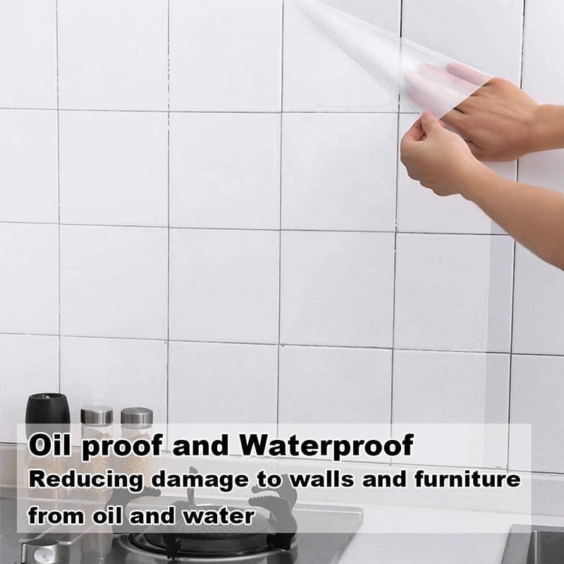 HOME13 ™ Glossy Clear Self Adheisve Transparent Protective Film Oil Proof Kitchen Backsplash Wall Protector Removable Transparent Film (12x138 Inch, Clear Film) - Image 3