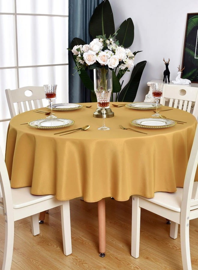 KAIPHO Gold Round Tablecloth Waterproof Stain Resistant Wrinkle Free Table Cloth 210GSM Polyester Washable Wipeable Table Cover for Party, Banquet, Wedding, Indoor and Outdoor use (48 inch, Circle) - Image 2