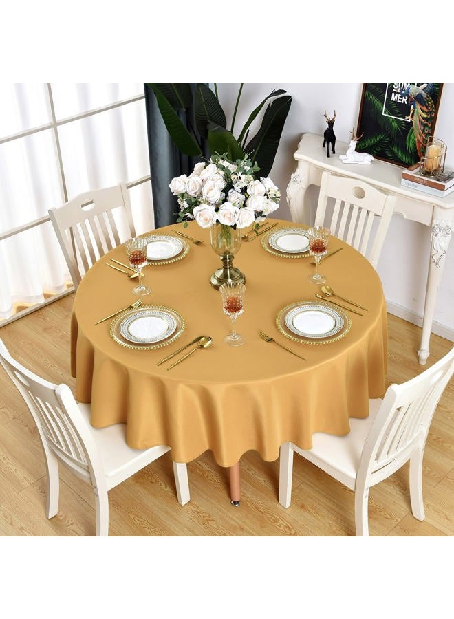 KAIPHO Gold Round Tablecloth Waterproof Stain Resistant Wrinkle Free Table Cloth 210GSM Polyester Washable Wipeable Table Cover for Party, Banquet, Wedding, Indoor and Outdoor use (48 inch, Circle) - Image 1