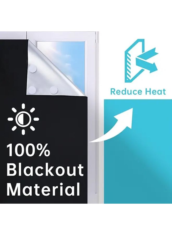 No Drill Blackout Roller Shade 27.56 x 59 Inch 100 Percent Light Blocking Portable Sunshade Black - Image 2