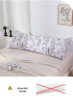 LUNA Home 1 Piece Long Body Pillow Case, Dim Gray Leaves Design.  - Image 4