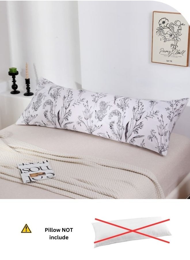 LUNA Home - 1 Piece Long Body Pillow Case, Dim Gray Leaves Design. - Image 1
