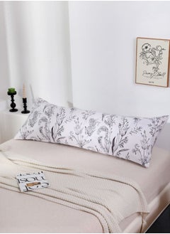 LUNA Home 1 Piece Long Body Pillow Case, Dim Gray Leaves Design.  - Image 1