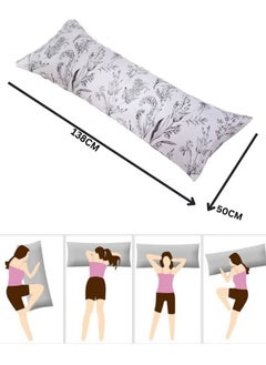 LUNA Home 1 Piece Long Body Pillow Case, Dim Gray Leaves Design.  - Image 5