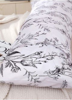 LUNA Home 1 Piece Long Body Pillow Case, Dim Gray Leaves Design.  - Image 2