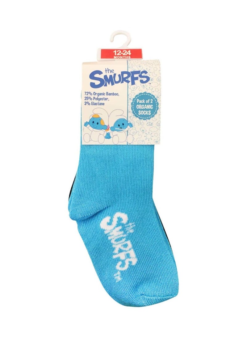THE SMURFS Smurf Bamboo Cotton Sock - Solid (Pack Of 2) - Cyan & Black - 12-24M  - Image 1