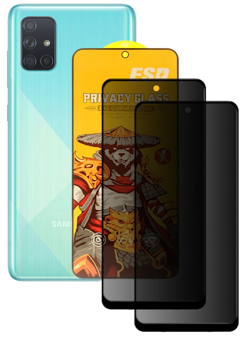 ESD 2 Pieces Tempered Dustproof Privacy Glass Screen Protector Compatible For Samsung Galaxy A71 - Image 1