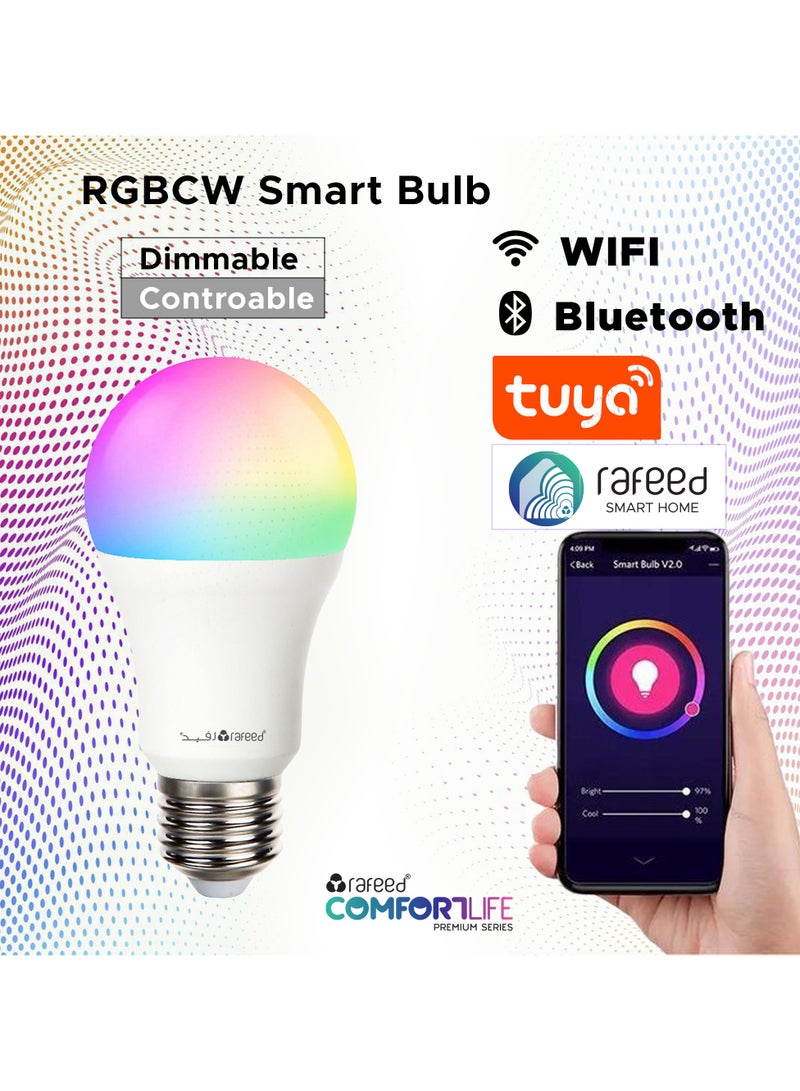 Rafeed Comfortlife Smart RGBWW LED Bulb 9W 800lm, App & Remote Control, Dimmable, Timer Scheduling, iOS & Android Compatible - Image 2