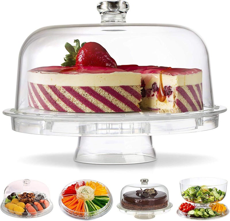 Sakar Sales Acrylic Cake Stand Multifunctional Cake and Serving Stand 30.4 cm (6 Uses) - Image 1