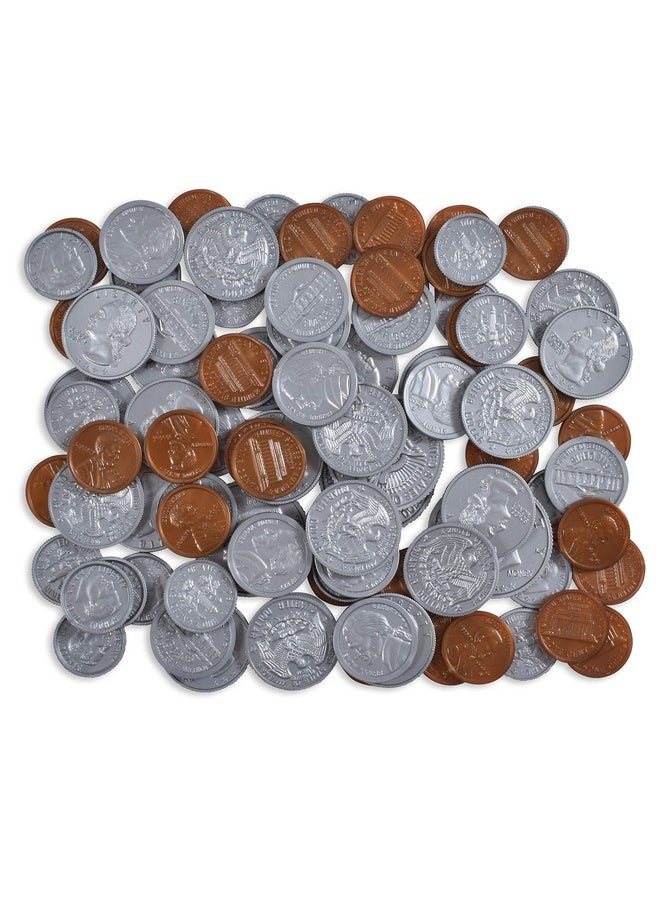 Learning Advantage Play Coin Set - 94 Plastic Coins - Pretend Money Designed Like Real Currency - Count Change With Toy Money  - Image 2