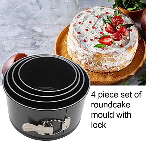 beiyoule 4 Pcs Springform Pan (4inch, 5inch, 6inch, 7inch), Cake Tin for Baking, Detachable Bottom Carbon Steel Cheesecake Mold (Black) - Image 4