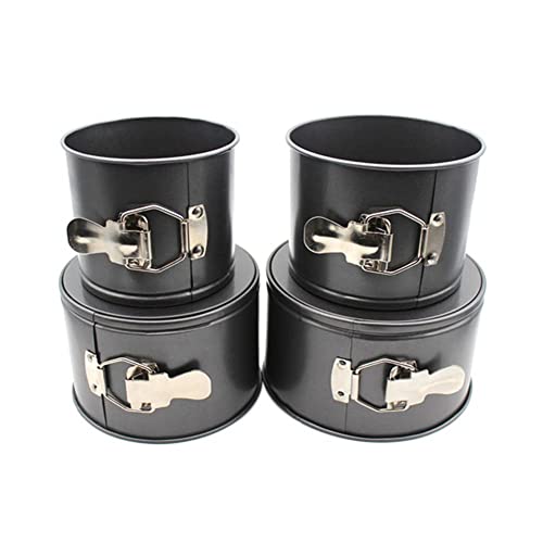 beiyoule 4 Pcs Springform Pan (4inch, 5inch, 6inch, 7inch), Cake Tin for Baking, Detachable Bottom Carbon Steel Cheesecake Mold (Black) - Image 1