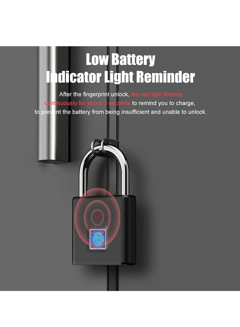 JAJEEK "NEW USB C Rechargeable Fingerprint Smart Padlock – Keyless Portable Lock for Bags, Drawers, Suitcases & Gyms (4-Pack, 43x13x41.5mm)"  - Image 5