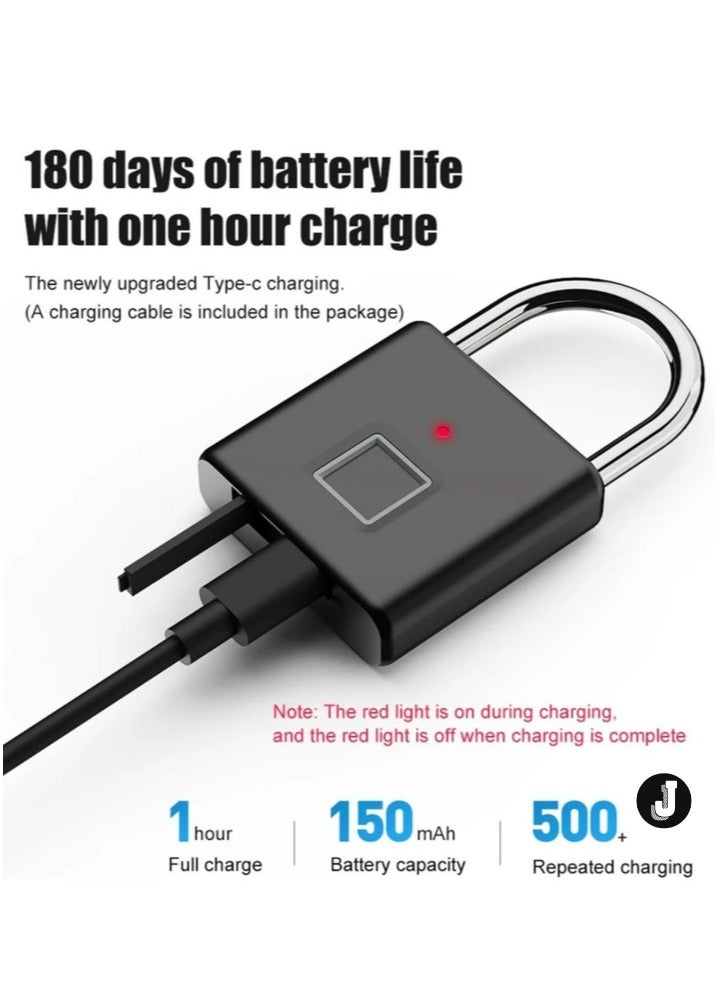 JAJEEK "NEW USB C Rechargeable Fingerprint Smart Padlock – Keyless Portable Lock for Bags, Drawers, Suitcases & Gyms (4-Pack, 43x13x41.5mm)"  - Image 4