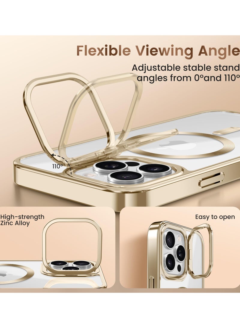 GolbinBox Magnetic Phone Case for iPhone 16 Pro Max Built-in Camera Storage Holder Compatible with MagSafe 16FT Premium Drop Protection Shockproof Ultra-Thin Phone Case for iPhone 16 ProMax 6.9 Inch Gold  - Image 5