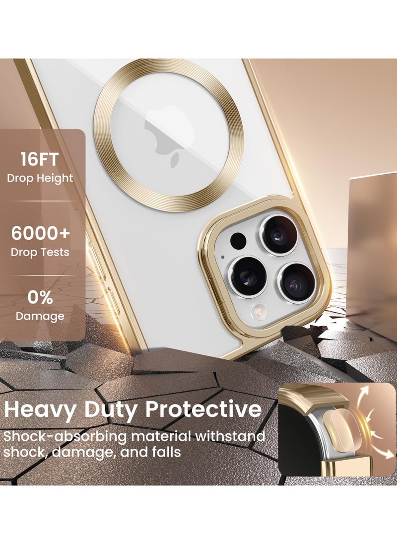 GolbinBox - Magnetic Phone Case for iPhone 16 Pro Max Built-in Camera Storage Holder Compatible with MagSafe 16FT Premium Drop Protection Shockproof Ultra-Thin Phone Case for iPhone 16 ProMax 6.9 Inch Gold - Image 1