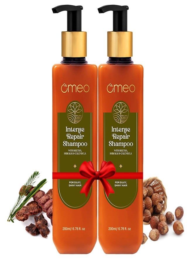 Omeo Intense Repair Shampoo - 200ml (Pack of 2) With Benefits of Reetha, Shikakai, Calendula and Thuja - Daily Use, Gentle Cleansing, Shine & Silky Hair - Image 1