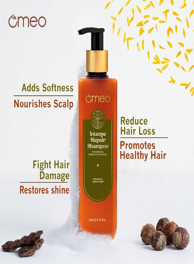 Omeo Intense Repair Shampoo - 200ml (Pack of 2) With Benefits of Reetha, Shikakai, Calendula and Thuja - Daily Use, Gentle Cleansing, Shine & Silky Hair - Image 4