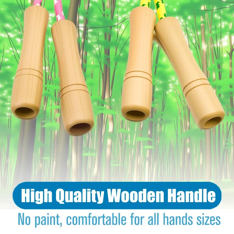 Homello Jump Rope for Kids - Wooden Handle - Adjustable Cotton Braided Fitness Skipping Rope for Toddler Fitness Workout Exercise Outdoor Activity (Green+Blue) - Image 5