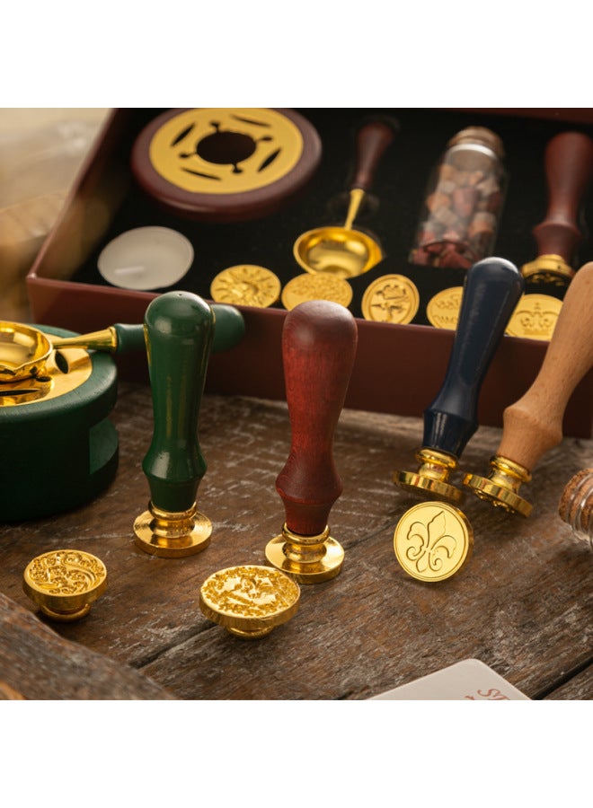 Autonomy Fire Paint Seal Set Vintage Elk Gift Box Fire Paint Oven Seal Small Round Wax Set Wooden Handle Fire Paint Set - Image 3