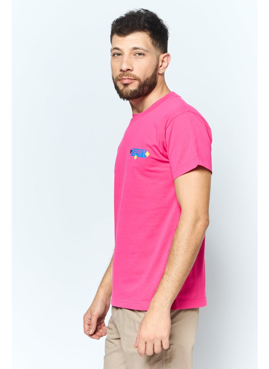 ESPRIT - Men Crew Neck Short Sleeves Brand Logo T-Shirt, Pink - Image 1