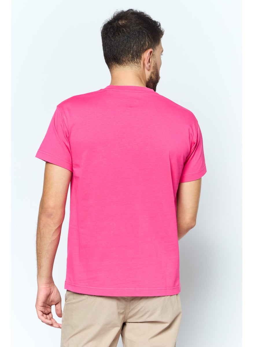 ESPRIT - Men Crew Neck Short Sleeves Brand Logo T-Shirt, Pink - Image 1