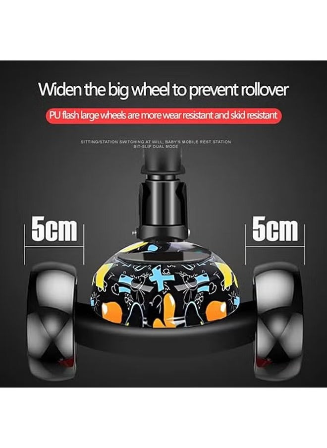Kick Scooter, 3 Adjustable Height Foldable Scooter for Kids, Removable Seat, LED Light up Wheels and Music for Children 1-10 Years Old