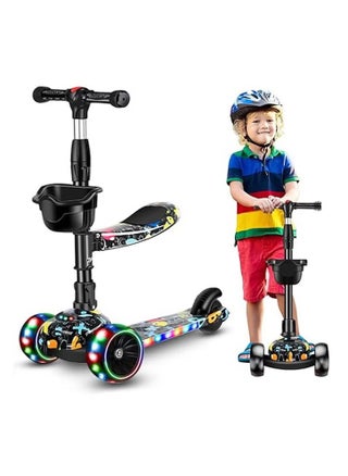 Kick Scooter, 3 Adjustable Height Foldable Scooter for Kids, Removable Seat, LED Light up Wheels and Music for Children 1-10 Years Old - pzsku/Z628EAF28927B29C47711Z/45/1746438183/56007d40-1a30-405f-ad94-80836007eca9