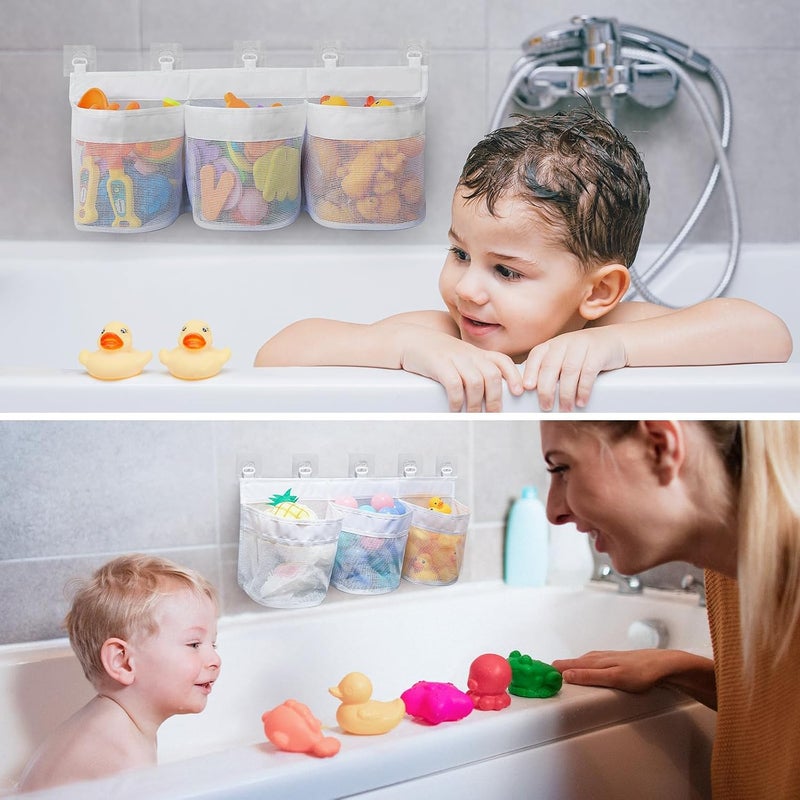 PINKE Bath Tub Toy Storage Organizer, Bath Tub Toy Organizer, Bathtubs Toys Storage, Baby Toy Organizer for Tubs, Kids Toy Net Storage, Shower Basket Accessories Toys Holder for Tubs (White) - Image 3