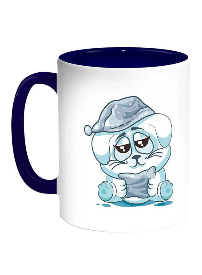 RKN Rabbit Printed Coffee Mug White/Blue 11ounce - Image 1