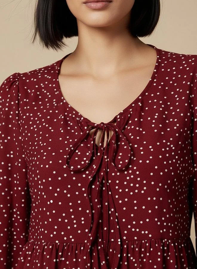 Splash FAV  Regular Fit Top with Polka Dot Print for Women | Best Price UAE