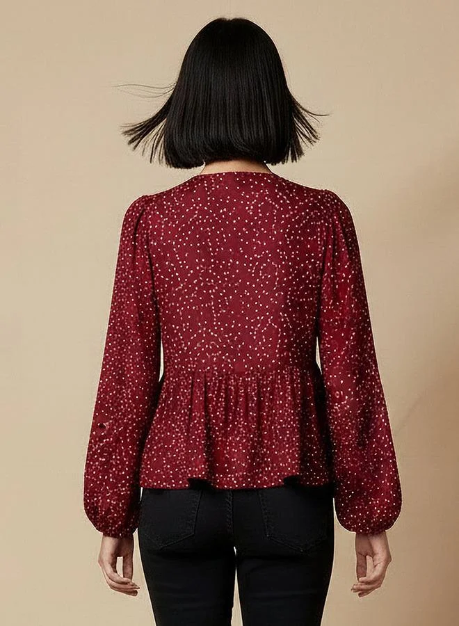Splash FAV  Regular Fit Top with Polka Dot Print for Women | Best Price UAE