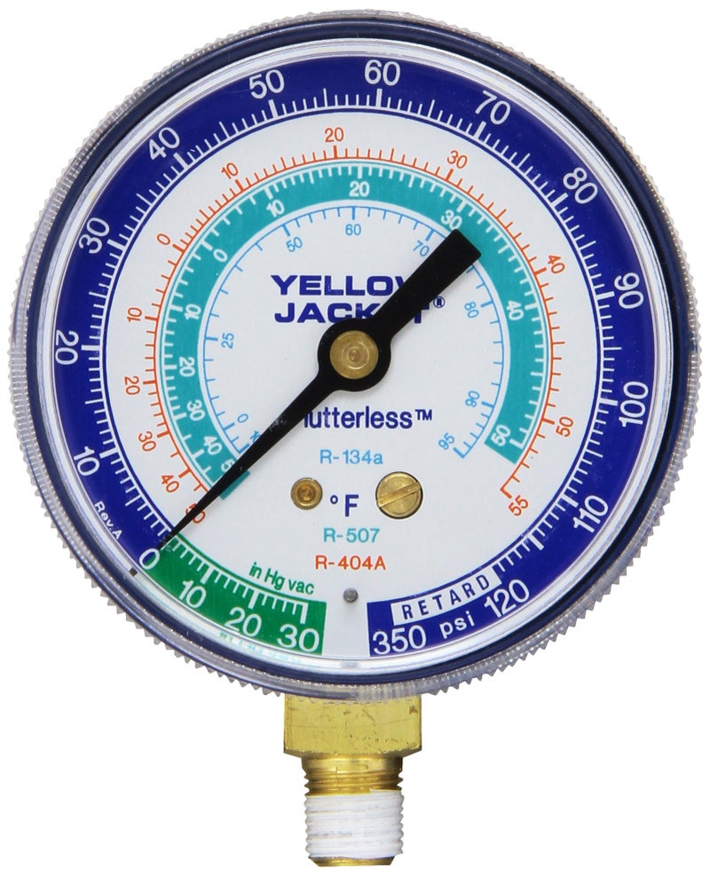 Yellow Jacket 49052 2-1/2" Gauge (Degrees F), Blue Compound, 30", 0-120 psi, R-134A/404A/507 - Image 1