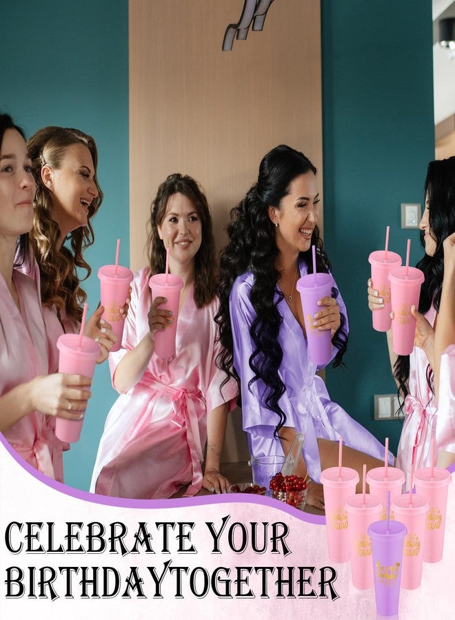 Jingmore Birthday Squad Cups 24 oz Party Tumblers Plastic Tumblers with Lid and Straw for 20th 30th 40th 50th 60th Birthday Decorations Favor for Women Girls Adults(Purple, Pink,6 Pcs) - Image 5