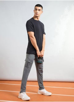 Technosport Men Solid Slim Fit Cargo Track Pants with TS FLEXI by Styli  - Image 1