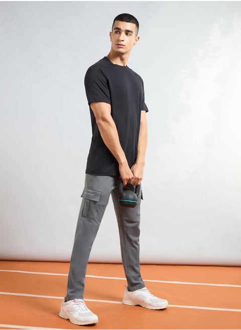 Men Solid Slim Fit Cargo Track Pants with TS FLEXI by Styli