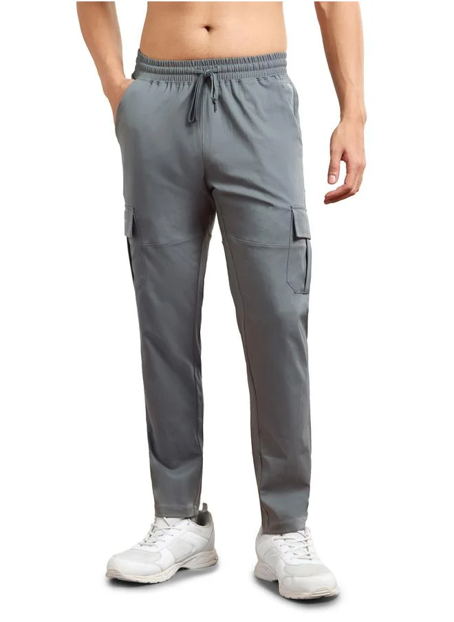 تكنوسبورت Men Solid Slim Fit Cargo Track Pants with TS FLEXI by Styli