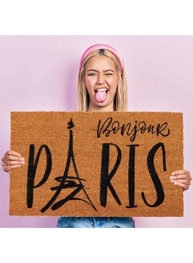 EVIDECO Non-Slip Backing Attractive Design Bonjour Paris Printed Door Mat Black and Brown 45 x 75 cm 140461072 - Image 4