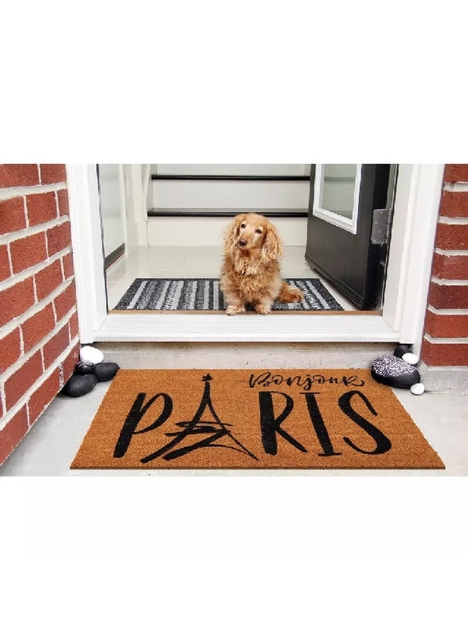 EVIDECO Non-Slip Backing Attractive Design Bonjour Paris Printed Door Mat Black and Brown 45 x 75 cm 140461072 - Image 2
