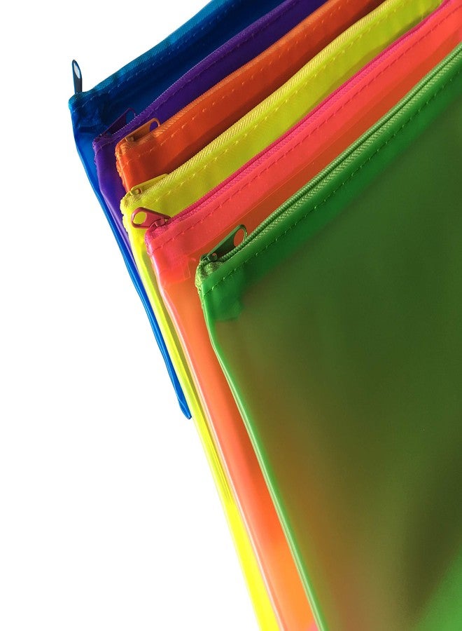 Janrax 6 x Assorted Frosted Colour 8x5 Inch Pencil Cases - Exam Clear Translucent - Image 3