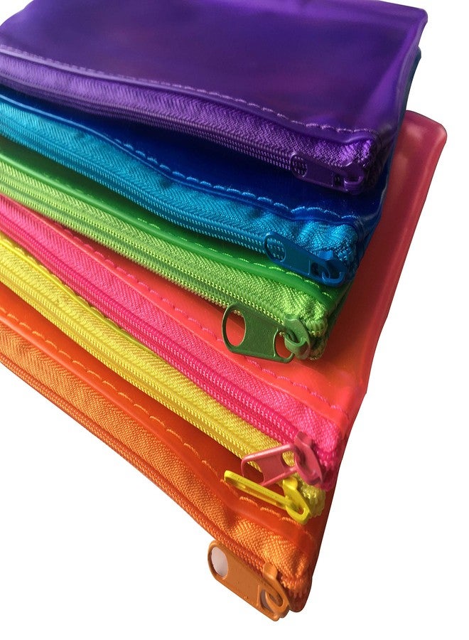 Janrax 6 x Assorted Frosted Colour 8x5 Inch Pencil Cases - Exam Clear Translucent - Image 2
