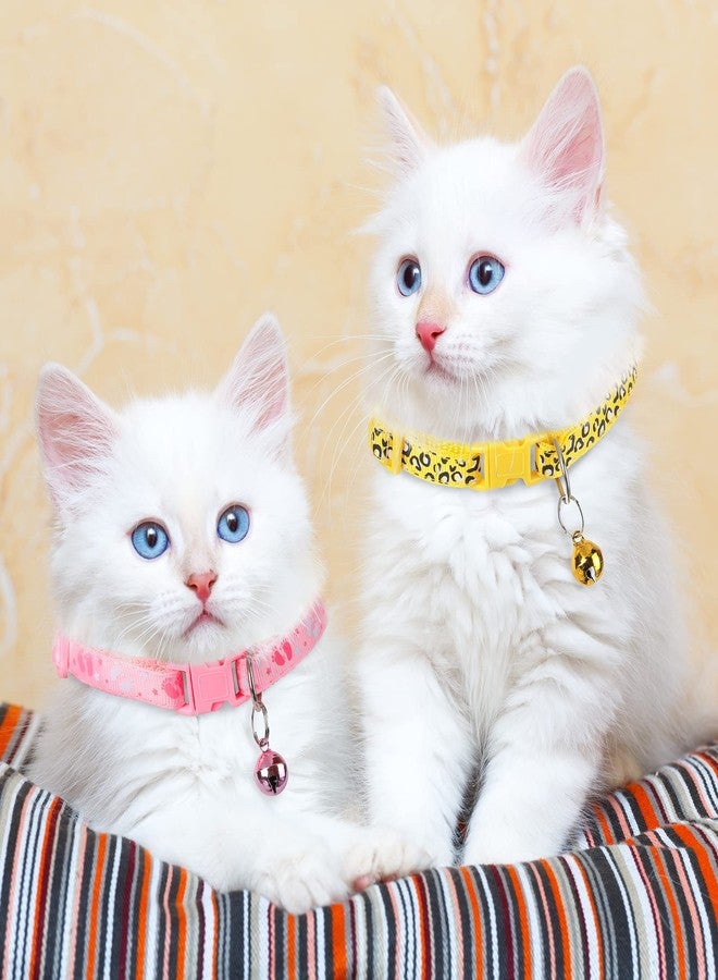 Yunsailing 24 Pcs Cat Collars with Bells for Litter Cat Puppy Soft Nylon Whelping Adjustable Reflective Kitten Collars for Newborn Pets Dogs Kitten, Assorted Colors(Cute Pattern) - Image 5