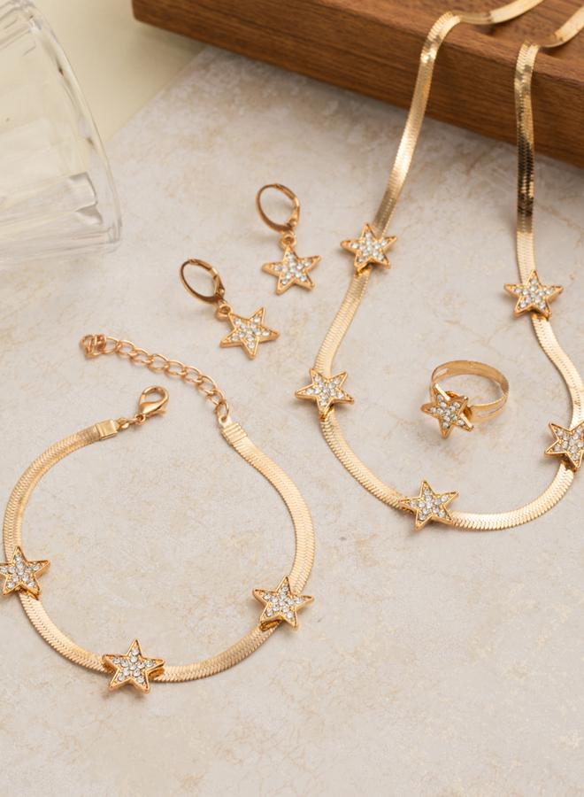 تايك تو مجموعة من 4 - عقد وسوار وخاتم وأقراط بتصميم نجمة - Image 4