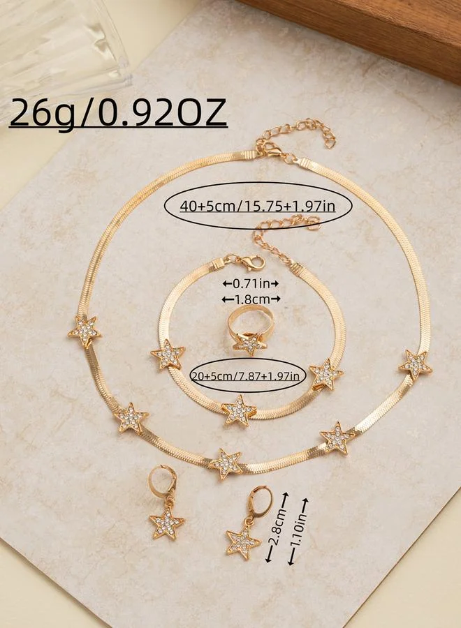 Take Two  Set of 4 - Star Shape Necklace and Bracelet with Ring and Earrings for Women | Best Price UAE