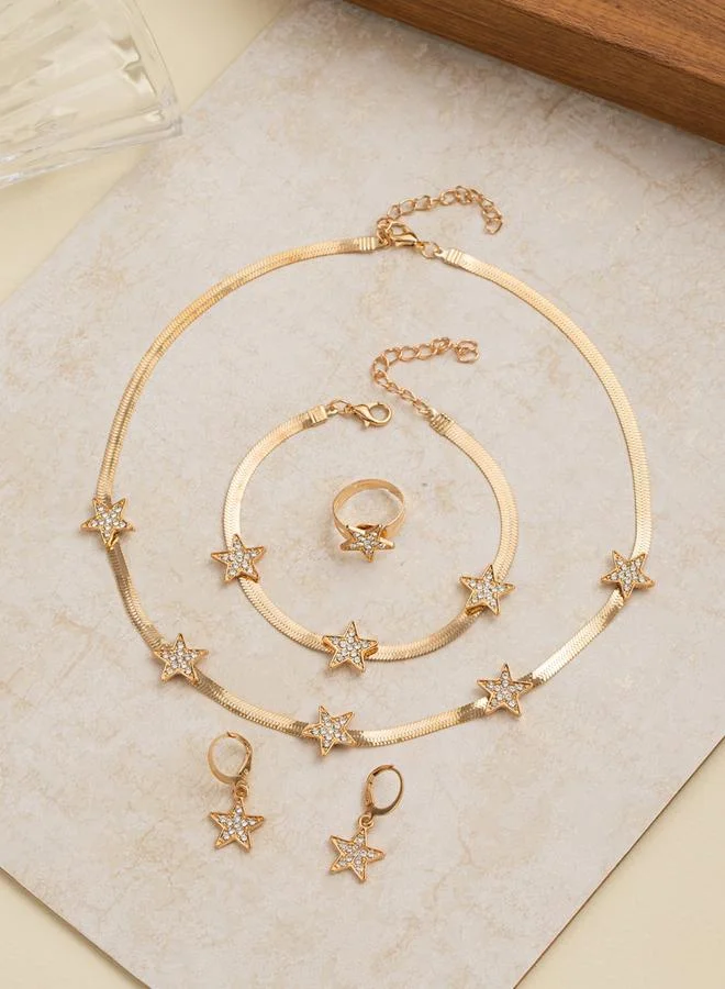 Take Two  Set of 4 - Star Shape Necklace and Bracelet with Ring and Earrings for Women | Best Price UAE